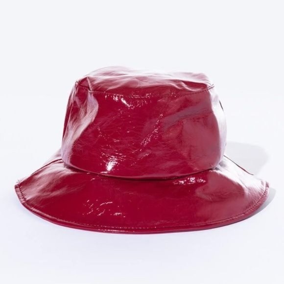 Miz Deep Wet: Red Patent Leather Bucket Hat - Picture 4 of 4